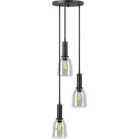 Ambiate Talia Trio Linear Pendant Light Fixture, E26 Base, 40W, Black