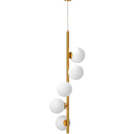 Linear Globe Pendant Light Fixture, G9 Base, 15W, Gold