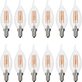 LED Chandelier Light Bulb, E12 Base, 5.5W, 600 Lumens, 30K, Warm White, Pack of 12