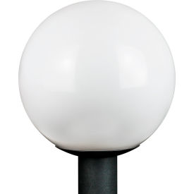 Round Decorative Outdoor Fixture, 100W, 12" Diameter, White Globe/Black Base