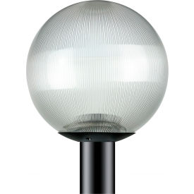 Round Decorative Outdoor Fixture, 100W, 12" Dia., Clear Globe/Black Base
