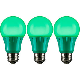 LED A19 Colored Light Bulb, E26 Base, 3W, 130 Lumens, Green, Pack of 3