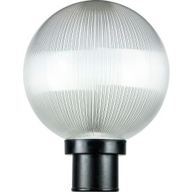 Round Decorative Outdoor Fixture, 100W, 10" Dia., Clear Globe/Black Base