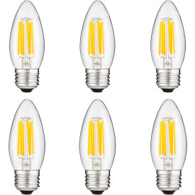 LED B11 Chandelier Light Bulb, E26 Base, 5.5W, 600 Lumens, 27K Warm White, Pack of 6