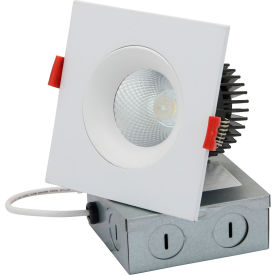 LED Square Single Head Gimbal Regressed Downlight Fixture, 12W, 825 Lumens, White