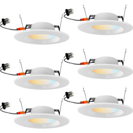 LED Round Recessed Downlight Fixture, 10W, 700 Lumens, 5-5/8"Dia., White, Pack of 6