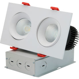 LED Rectangular Two Head Gimbal Regressed Downlight Fixture, 24W, 1540 Lumens, White