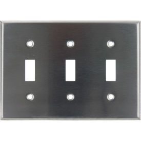 Toggle Switch Plate, 3-Gang, Silver, Pack of 12