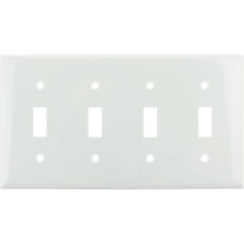 Toggle Switch Plate, 4-Gang, White, Pack of 12