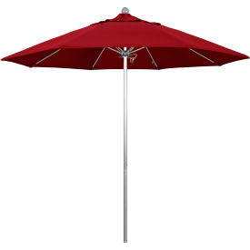 9' Patio Umbrella, Silver Pole, Olefin Red Fabric