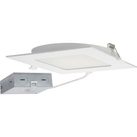 LED Square Recessed Slim Downlight Fixture, 12W, 950 Lumens, White, Pack of 6