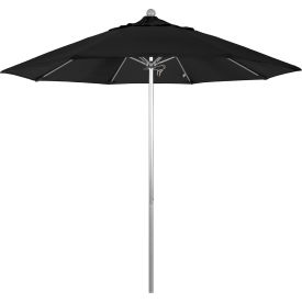Venture 9' Patio Umbrella, Silver Pole, Olefin Black Fabric