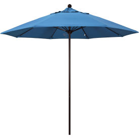 9' Patio Umbrella, Bronze Pole, Olefin Frost Blue Fabric
