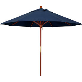 Grove 9' Patio Umbrella, Wood Pole, Sunbrella 1A Spectrum Indigo Fabric