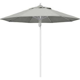 9' Patio Umbrella, Silver Pole, Sunbrella 1A Granite Fabric