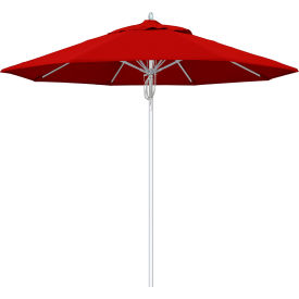 Newport 9' Patio Umbrella, Silver Pole, Sunbrella 2A Red Fabric