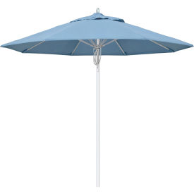 9' Patio Umbrella, Silver Pole, Sunbrella 1A Air Blue Fabric