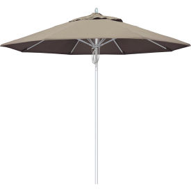 Newport 9' Patio Umbrella, Silver Pole, Sunbrella 1A Taupe Fabric
