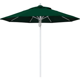 9' Patio Umbrella, Silver Pole, Sunbrella 1A Forest Green Fabric