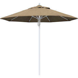 9' Patio Umbrella, Silver Pole, Sunbrella 1A Heather Beige Fabric