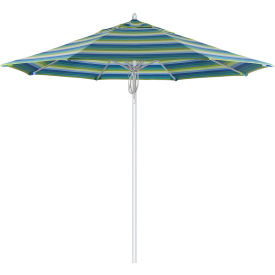 9' Patio Umbrella, Silver Pole, Sunbrella 1A Seaside Fabric
