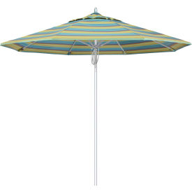 Newport 9' Patio Umbrella, Silver Pole, Sunbrella 2A Astoria Lagoon Fabric