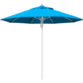 9' Patio Umbrella, Silver Pole, Sunbrella 1A Cyan Fabric