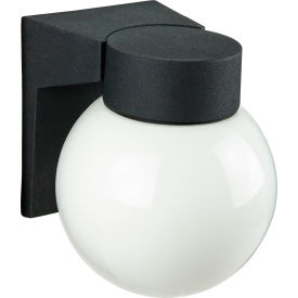 Globe Style Outdoor Vanity Light Fixture, 60W, 6"L, Black