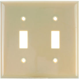 Toggle Switch Plate, 2-Gang, Ivory, Pack of 12