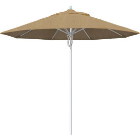 Newport 9' Patio Umbrella, Silver Pole, Sunbrella 2A Linen Sesame Fabric
