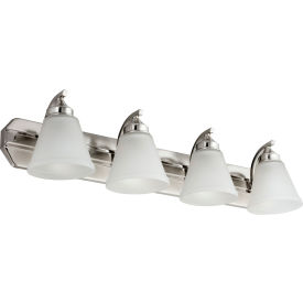 Modern Incandescent Bell Shaped Vanity Light Fixture, 100W, 30"L, Brushed Nickel