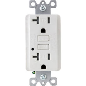 GFCI Duplex Outlet, Double Pole, 20A, 120V AC, White, Pack of 3