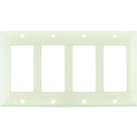Decorative Switch & Receptacle Cover Plate, 4-Gang, Almond, Pack of 12