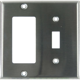 Combo Wall Plate, 2-Gang, Silver, Pack of 12