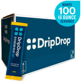 DripDrop Electrolyte Hydration Powdered Drink Mix, Lemon, 0.74 oz., 100 Sticks/Box