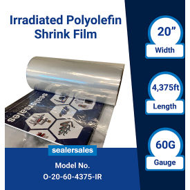 Higher Performance Polyolefin CF Shrink Film, 60 Ga., 20"W x 4375'L, Clear, 1 Roll