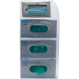 Triple Glove & Single Face Mask Dispenser, 10"W x 3-3/4"D x 20-1/4"H, Clear