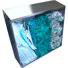 Triple Bulk Dispenser, 12"W x 5-7/8"D x 17"H, Silver/Clear