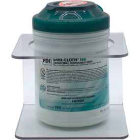 Wall Mount Wipe Dispenser Holder, Holds 5-1/4" Dia. Bottle, 7"W x 7-1/4"D x 5-1/4"H, Clear