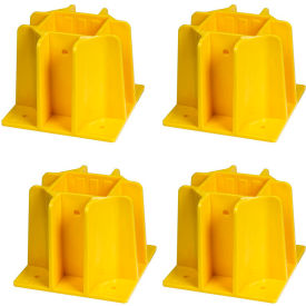 Safety Guardrail Base with Toeboard Slots, Yellow, Pack of 4