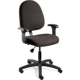 Integra Office Chair with Adjustable Arms, High Back, No Tilt, 18" - 23"H Seat, Black
