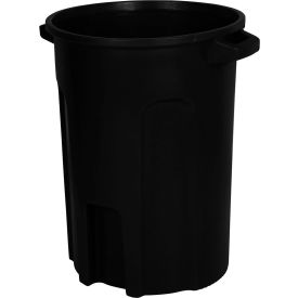 Round Trash Can With Lift Handle, 32 Gallon Capacity, Black