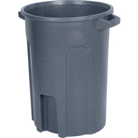 Round Trash Can With Lift Handle, 32 Gal. Capacity, Dark Gray Granite