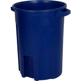 Round Trash Can With Lift Handle, 32 Gal. Cap., Blue