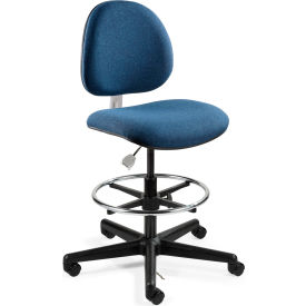 Lexington Extended Height ESD Task Chair, Mid Back, No Tilt, 24" - 34"H Seat, Navy/Black