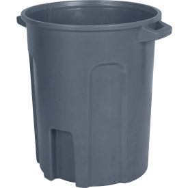 Round Trash Can With Lift Handle, 55 Gal. Cap., Dark Gray Granite