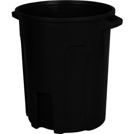Round Trash Can With Lift Handle, 55 Gal. Cap., Black