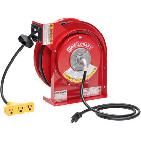 Premium Duty Triple Outlet Power Cord Reel, 15A, 45' Cord Length