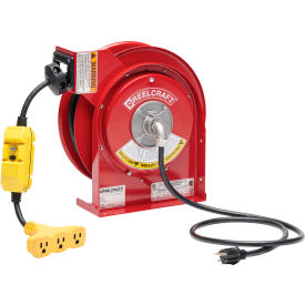 Premium Duty Triple Outlet w/ GFCI Power Cord Reel, 15A, 45' Cord Length