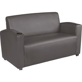 Supernova Lounge Cushioned Vinyl Loveseat, 56"W x 29"D x 33"H, Gray